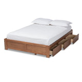 Baxton Studio Wren Modern and Contemporary Walnut Finished 3-Drawer King Size Platform Storage Bed Frame