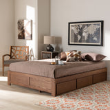 Baxton Studio Wren Modern and Contemporary Walnut Finished 3-Drawer King Size Platform Storage Bed Frame