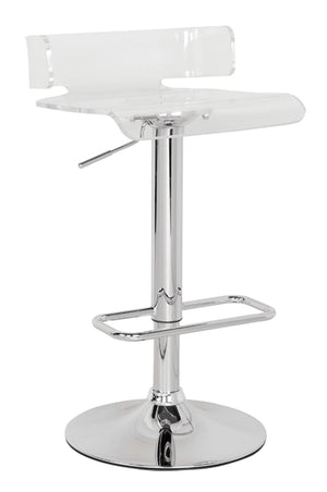 Rania Modern Swivel Adjustable Stool (1Pc) Chrome Steel • ABS Acrylic Clear Seat 96260-ACME