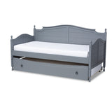 Baxton Studio Mara Cottage Farmhouse Grey Finished Wood Twin Size Daybed with Roll-Out Trundle Bed