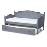 Baxton Studio Mara Cottage Farmhouse Grey Finished Wood Twin Size Daybed with Roll-Out Trundle Bed