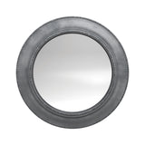 Contemporary Beveled Round Mirror Grey