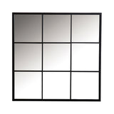French Square Window Pane Wall Mirror Black