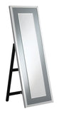 Contemporary Rectangular Cheval Mirror with LED Light Silver