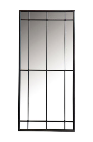 French Rectangular Window Pane Wall Mirror Black
