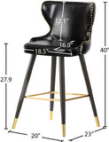 Hendrix Faux Leather / Metal / Engineered Wood / Foam Contemporary Black Faux Leather Counter/Bar Stool - 20" W x 23" D x 40" H