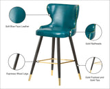 Hendrix Faux Leather / Metal / Engineered Wood / Foam Contemporary Blue Faux Leather Counter/Bar Stool - 20" W x 23" D x 40" H