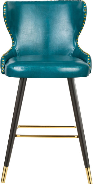 Hendrix Faux Leather / Metal / Engineered Wood / Foam Contemporary Blue Faux Leather Counter/Bar Stool - 20" W x 23" D x 40" H