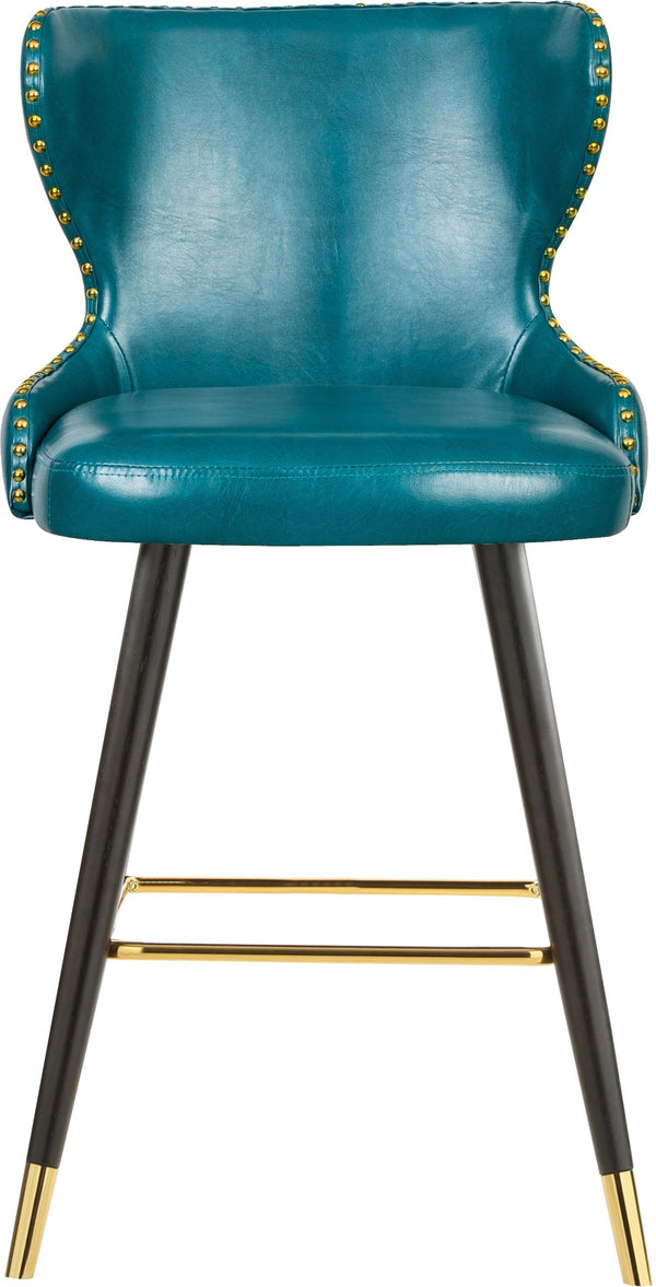 Hendrix Faux Leather / Metal / Engineered Wood / Foam Contemporary Blue Faux Leather Counter/Bar Stool - 20" W x 23" D x 40" H