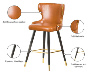Hendrix Faux Leather / Metal / Engineered Wood / Foam Contemporary Cognac Faux Leather Counter/Bar Stool - 20" W x 23" D x 40" H
