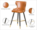 Hendrix Faux Leather / Metal / Engineered Wood / Foam Contemporary Cognac Faux Leather Counter/Bar Stool - 20" W x 23" D x 40" H