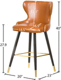 Hendrix Faux Leather / Metal / Engineered Wood / Foam Contemporary Cognac Faux Leather Counter/Bar Stool - 20" W x 23" D x 40" H