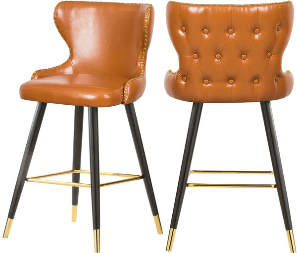 Hendrix Faux Leather / Metal / Engineered Wood / Foam Contemporary Cognac Faux Leather Counter/Bar Stool - 20" W x 23" D x 40" H