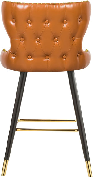 Hendrix Faux Leather / Metal / Engineered Wood / Foam Contemporary Cognac Faux Leather Counter/Bar Stool - 20" W x 23" D x 40" H