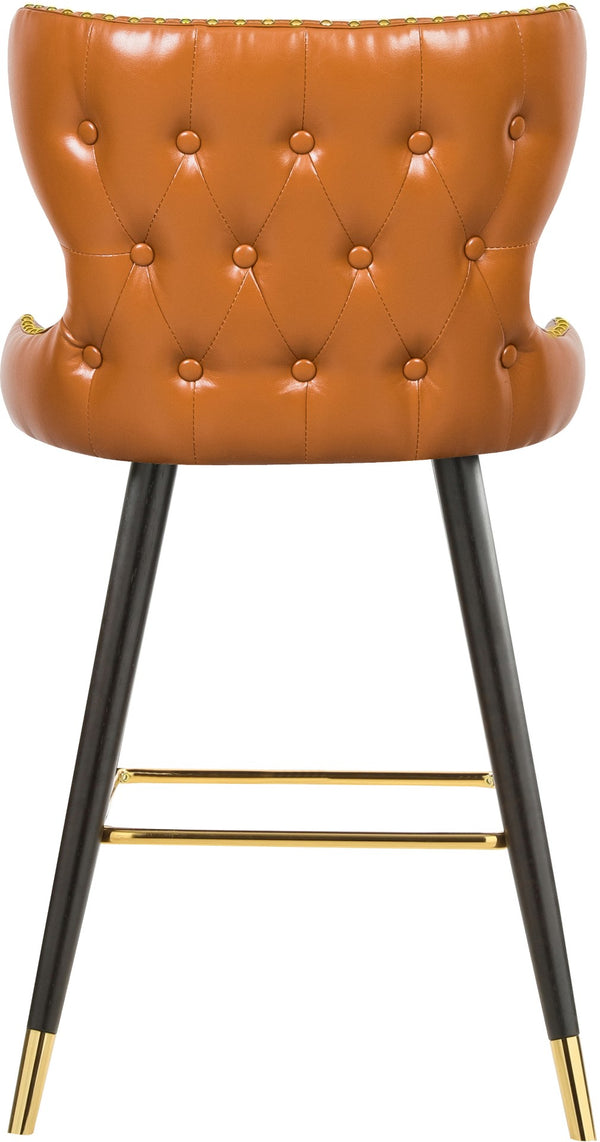Hendrix Faux Leather / Metal / Engineered Wood / Foam Contemporary Cognac Faux Leather Counter/Bar Stool - 20" W x 23" D x 40" H
