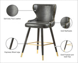 Hendrix Faux Leather / Metal / Engineered Wood / Foam Contemporary Grey Faux Leather Counter/Bar Stool - 20" W x 23" D x 40" H