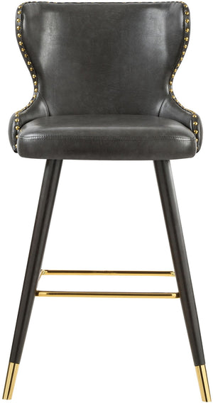 Hendrix Faux Leather / Metal / Engineered Wood / Foam Contemporary Grey Faux Leather Counter/Bar Stool - 20" W x 23" D x 40" H