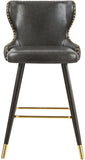 Hendrix Faux Leather / Metal / Engineered Wood / Foam Contemporary Grey Faux Leather Counter/Bar Stool - 20" W x 23" D x 40" H