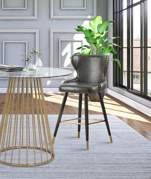 Hendrix Faux Leather / Metal / Engineered Wood / Foam Contemporary Grey Faux Leather Counter/Bar Stool - 20" W x 23" D x 40" H