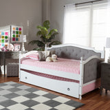 Baxton Studio Marlie Classic and Traditional Grey Fabric Upholstered White Finished Wood Twin Size Daybed with Trundle
