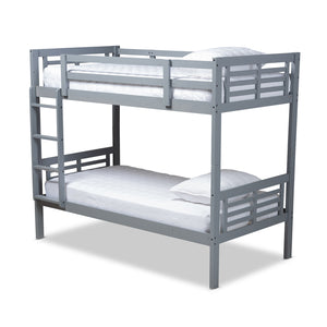 Baxton Studio Liam Modern and Contemporary Grey Finished Wood Twin Size Bunk Bed