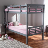 Baxton Studio Liam Modern and Contemporary Grey Finished Wood Twin Size Bunk Bed