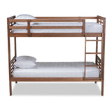 Baxton Studio Liam Modern and Contemporary Walnut Brown Finished Wood Twin Size Bunk Bed