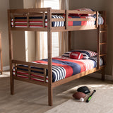 Baxton Studio Liam Modern and Contemporary Walnut Brown Finished Wood Twin Size Bunk Bed