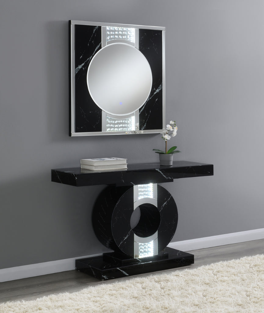 Contemporary Square LED Wall Mirror Silver and Black