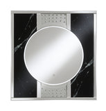 Contemporary Square LED Wall Mirror Silver and Black