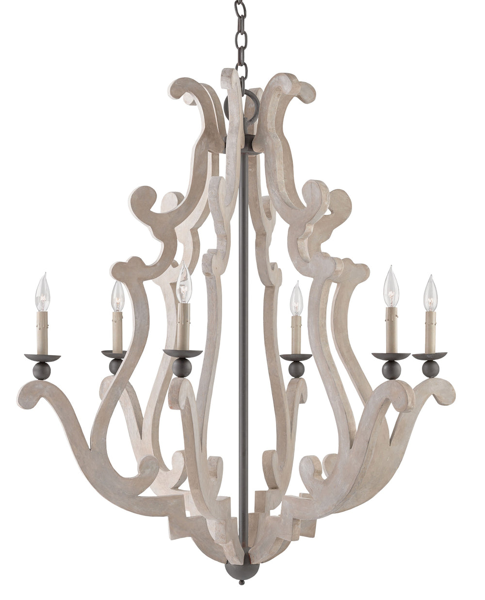 Durand Chandelier - Elegant Concrete Arms & Wrought Iron Finish, Classic Design for Stunning Spaces