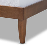 Baxton Studio Lucina Mid-Century Modern Walnut Brown Finished Twin Size Platform Bed Frame