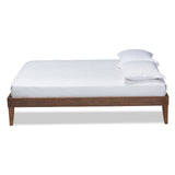 Baxton Studio Lucina Mid-Century Modern Walnut Brown Finished Full Size Platform Bed Frame