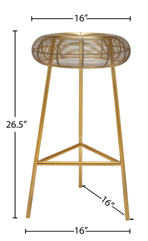 Tuscany Iron Contemporary Gold Metal Counter Stool - 16" W x 16" D x 26.5" H