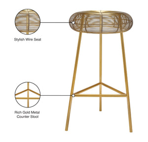 Tuscany Iron Contemporary Gold Metal Counter Stool - 16" W x 16" D x 26.5" H