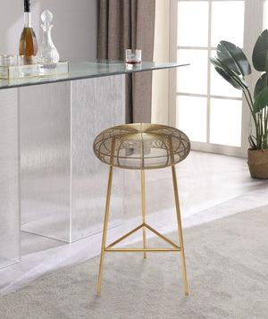 Tuscany Iron Contemporary Gold Metal Counter Stool - 16" W x 16" D x 26.5" H