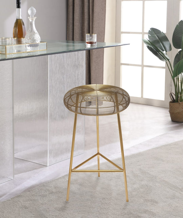 Tuscany Iron Contemporary Gold Metal Counter Stool - 16" W x 16" D x 26.5" H