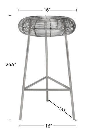 Tuscany Iron Contemporary Silver Metal Counter Stool - 16" W x 16" D x 26.5" H