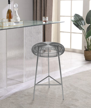 Tuscany Iron Contemporary Silver Metal Counter Stool - 16" W x 16" D x 26.5" H