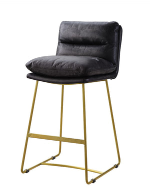 Alsey Industrial/Contemporary Counter Height Chair (1Pc) SEAT) Vintage Black TGL (Brushed Black) • METAL BASE) tbc (Rusty Iron) 96400-ACME