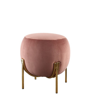 Spraxis Contemporary Ottoman Dusty Pink Corduroy (5M-10 Corduroy) • Metal Leg: Gold Finish 96446-ACME