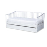 Renata Classic and Traditional White Finished Wood Twin Size Spindle Daybed with Trundle