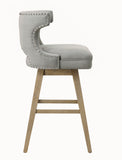 Everett Transitional Bar Chair (Set-2) Fabric (cc#) • Oak (looks) 96461-ACME