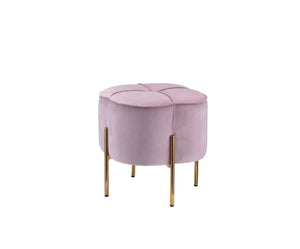 Bergia Contemporary Ottoman Blush Pink Velvet (5M-19 Ribbed Velvet) • Metal Leg: Gold Finish 96462-ACME