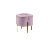 Bergia Contemporary Ottoman Blush Pink Velvet (5M-19 Ribbed Velvet) • Metal Leg: Gold Finish 96462-ACME