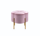 Bergia Contemporary Ottoman Blush Pink Velvet (5M-19 Ribbed Velvet) • Metal Leg: Gold Finish 96462-ACME