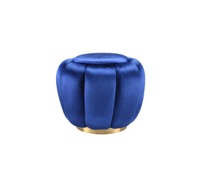 Heiress Contemporary Ottoman Sapphire Blue Velvet (HLR69 Velvet) • Metal Base: Gold Finish 96464-ACME