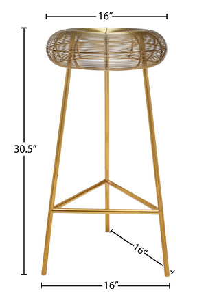 Tuscany Iron Contemporary Gold Metal Bar Stool - 16" W x 16" D x 30.5" H