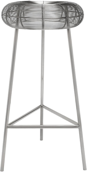 Tuscany Iron Contemporary Silver Metal Bar Stool - 16" W x 16" D x 30.5" H