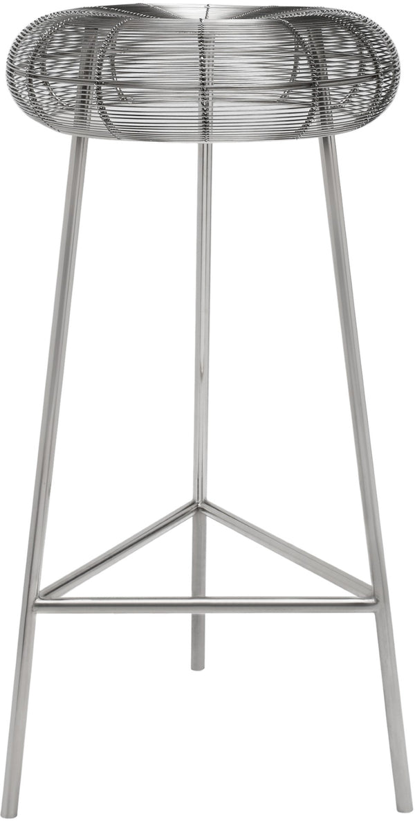 Tuscany Iron Contemporary Silver Metal Bar Stool - 16" W x 16" D x 30.5" H